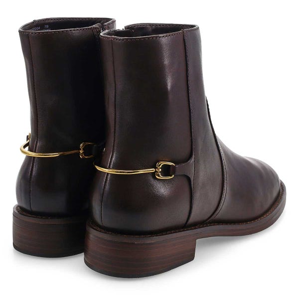 Women's Prue Bit Leather Ankle Boot - Dark Chocolate
