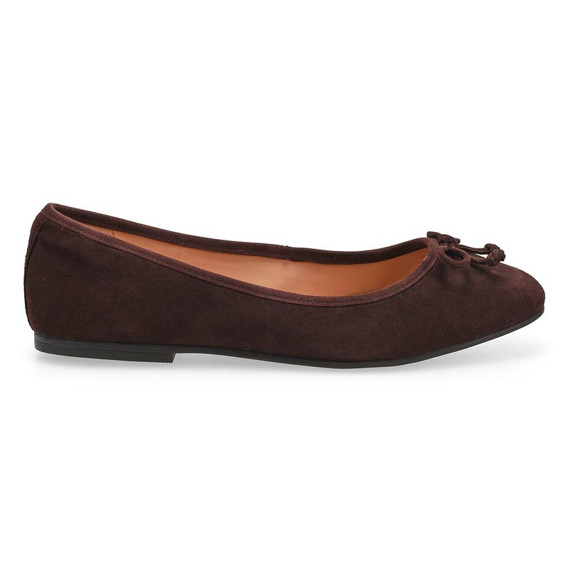 Women's  Yara Soft Suede Ballet Flat - Dark Chocolate