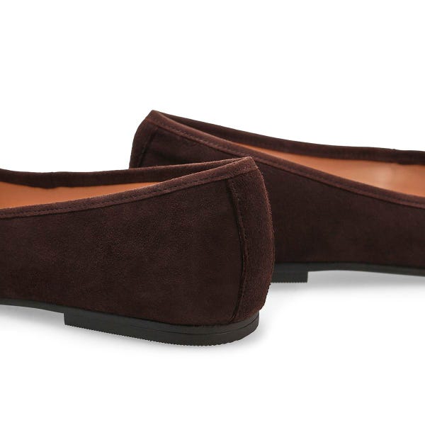 Women's  Yara Soft Suede Ballet Flat - Dark Chocolate