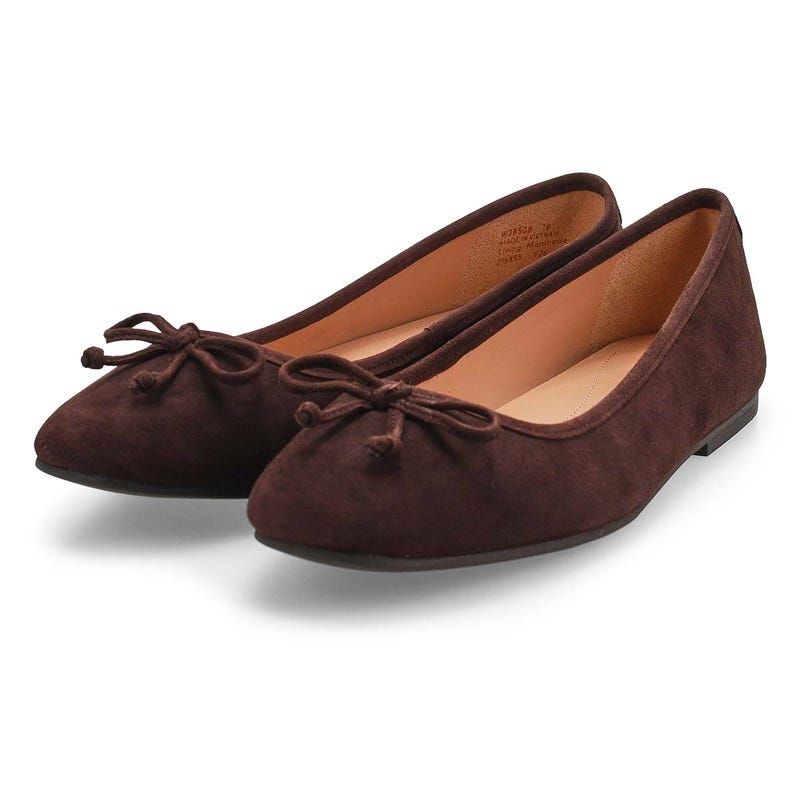 Women's  Yara Soft Suede Ballet Flat - Dark Chocolate