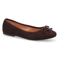 Women's  Yara Soft Suede Ballet Flat - Dark Chocolate