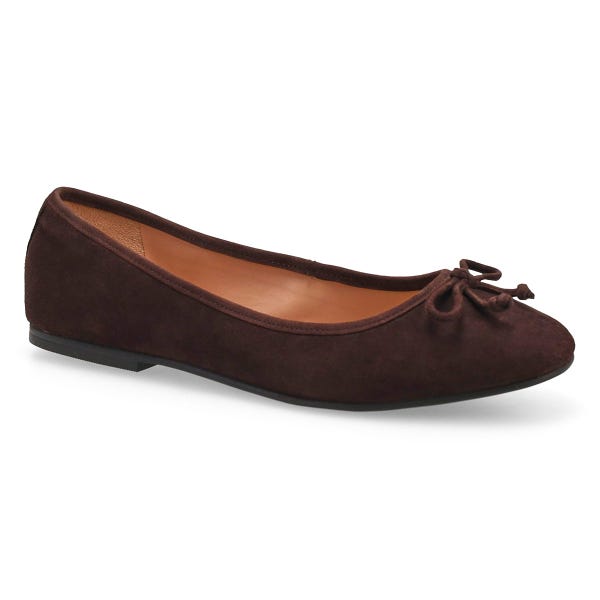Women's  Yara Soft Suede Ballet Flat - Dark Chocolate