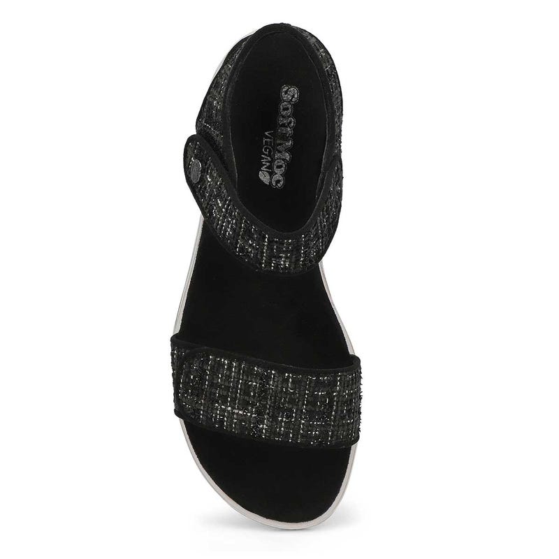 Sandale végane à talon compensé WAVERLEY 01, noir kombi, femmes