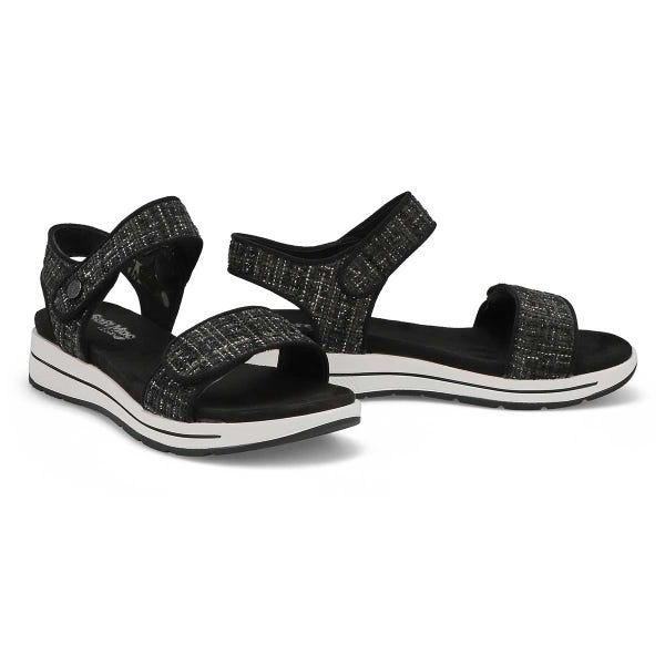 Sandale végane à talon compensé WAVERLEY 01, noir kombi, femmes