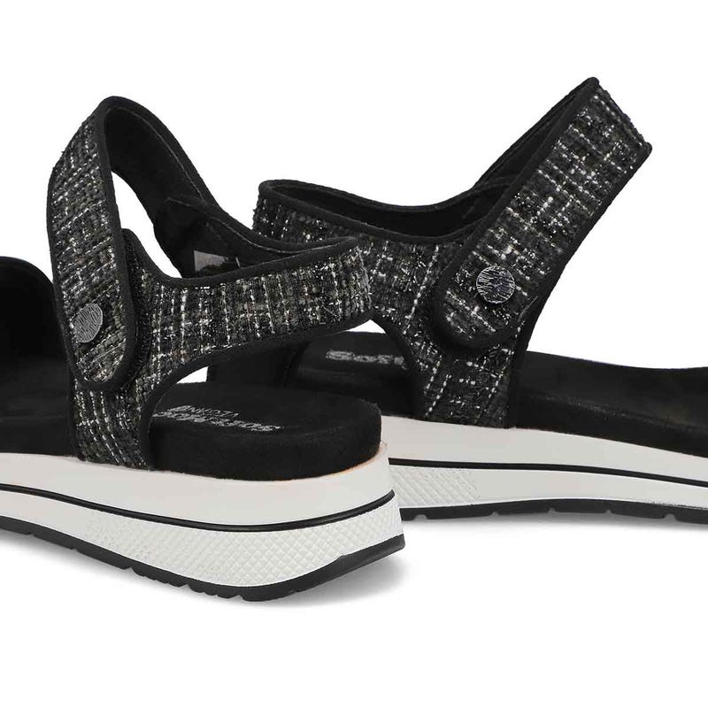 Sandale végane à talon compensé WAVERLEY 01, noir kombi, femmes