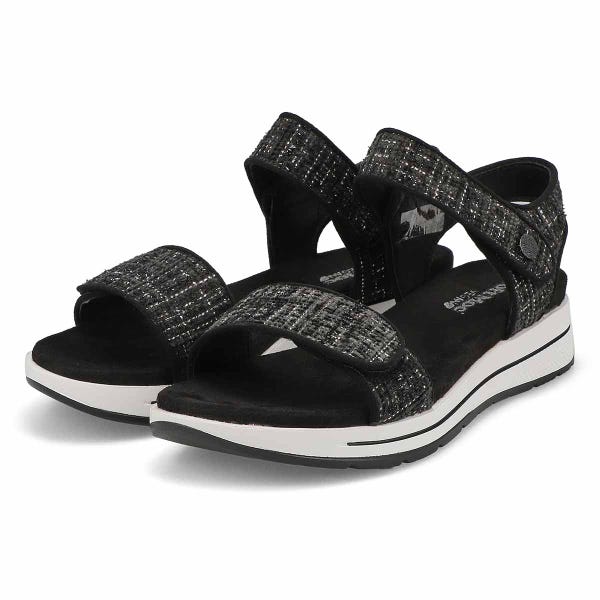 Sandale végane à talon compensé WAVERLEY 01, noir kombi, femmes