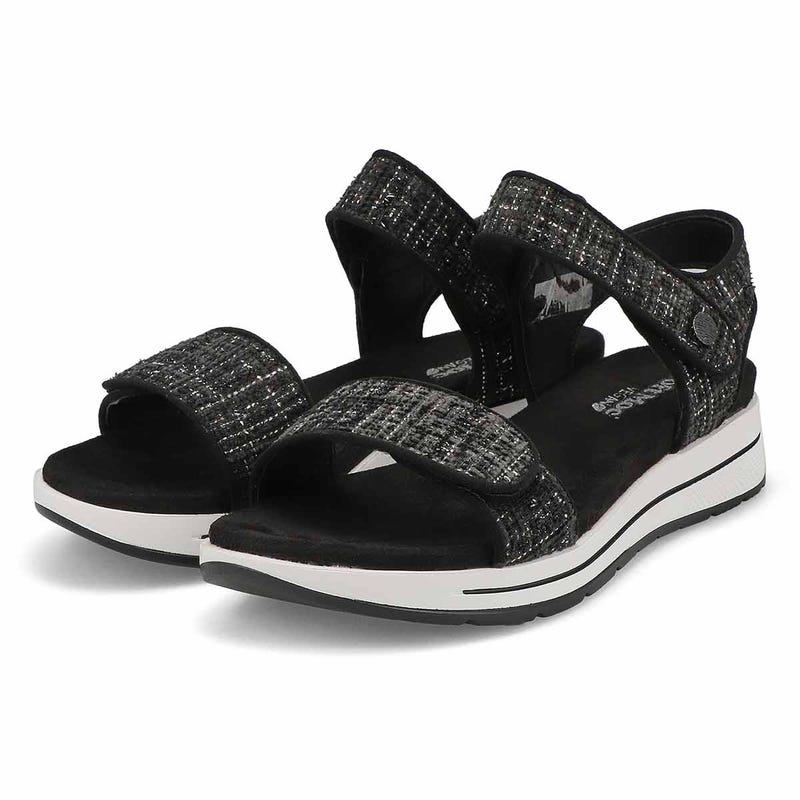 Sandale végane à talon compensé WAVERLEY 01, noir kombi, femmes