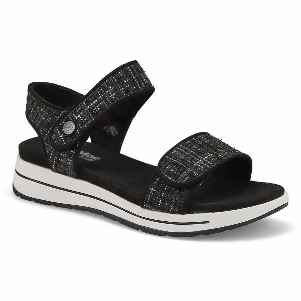 Sandale végane à talon compensé WAVERLEY 01, noir kombi, femmes