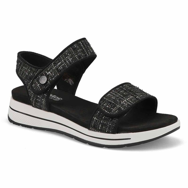 Sandale végane à talon compensé WAVERLEY 01, noir kombi, femmes