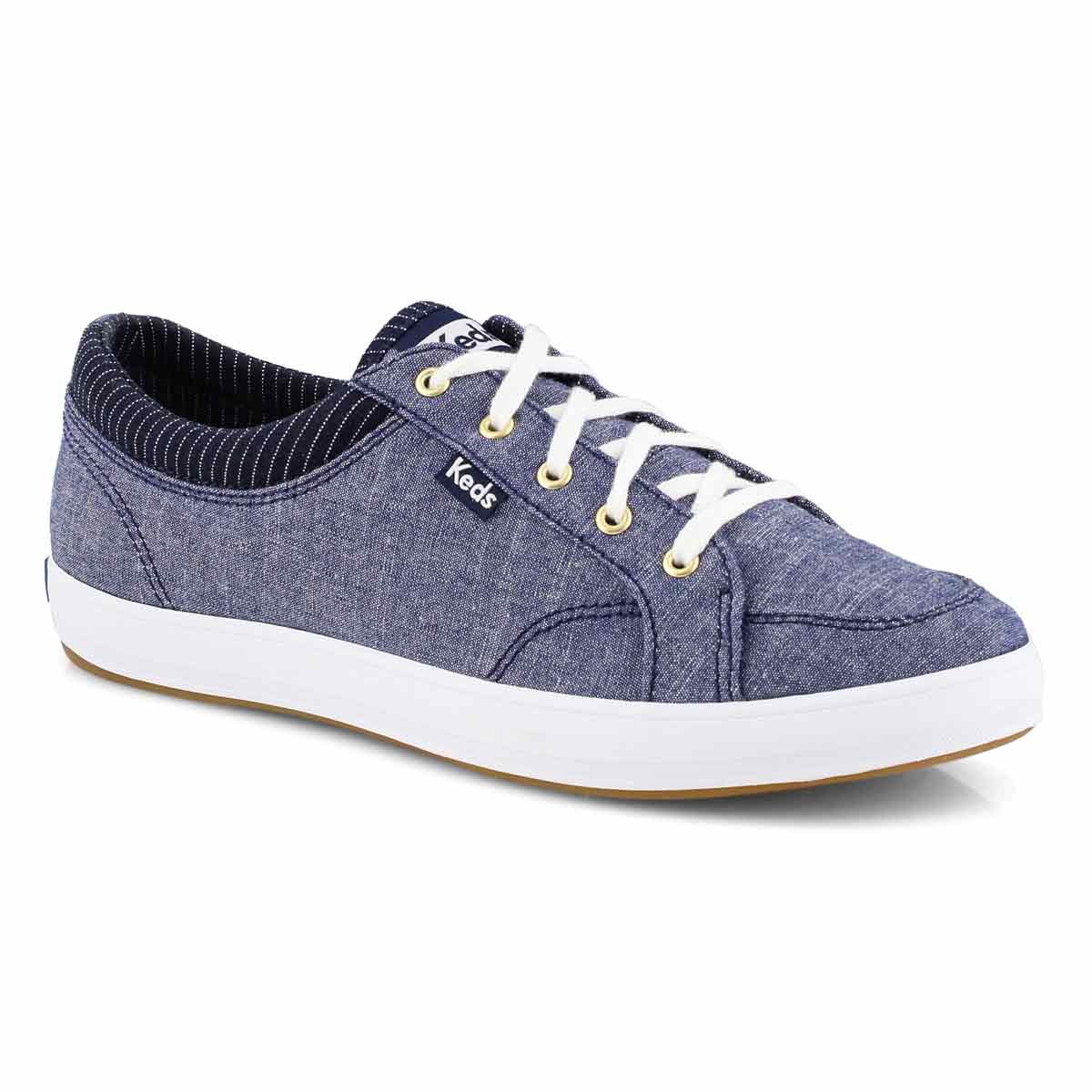 Keds Women's Center Stripe Sneaker - Navy | SoftMoc.com