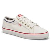 Women's Jump Kick Rib Knit Collar Sneaker - White/Red