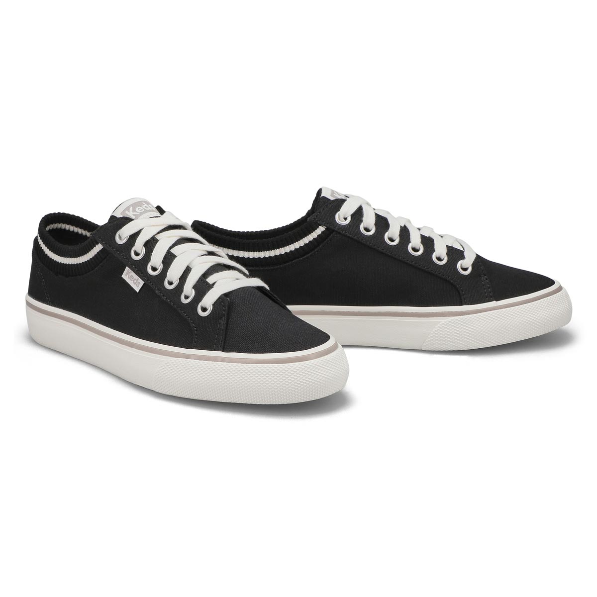 Women's Jump Kick Rib Knit Collar Sneaker - Black