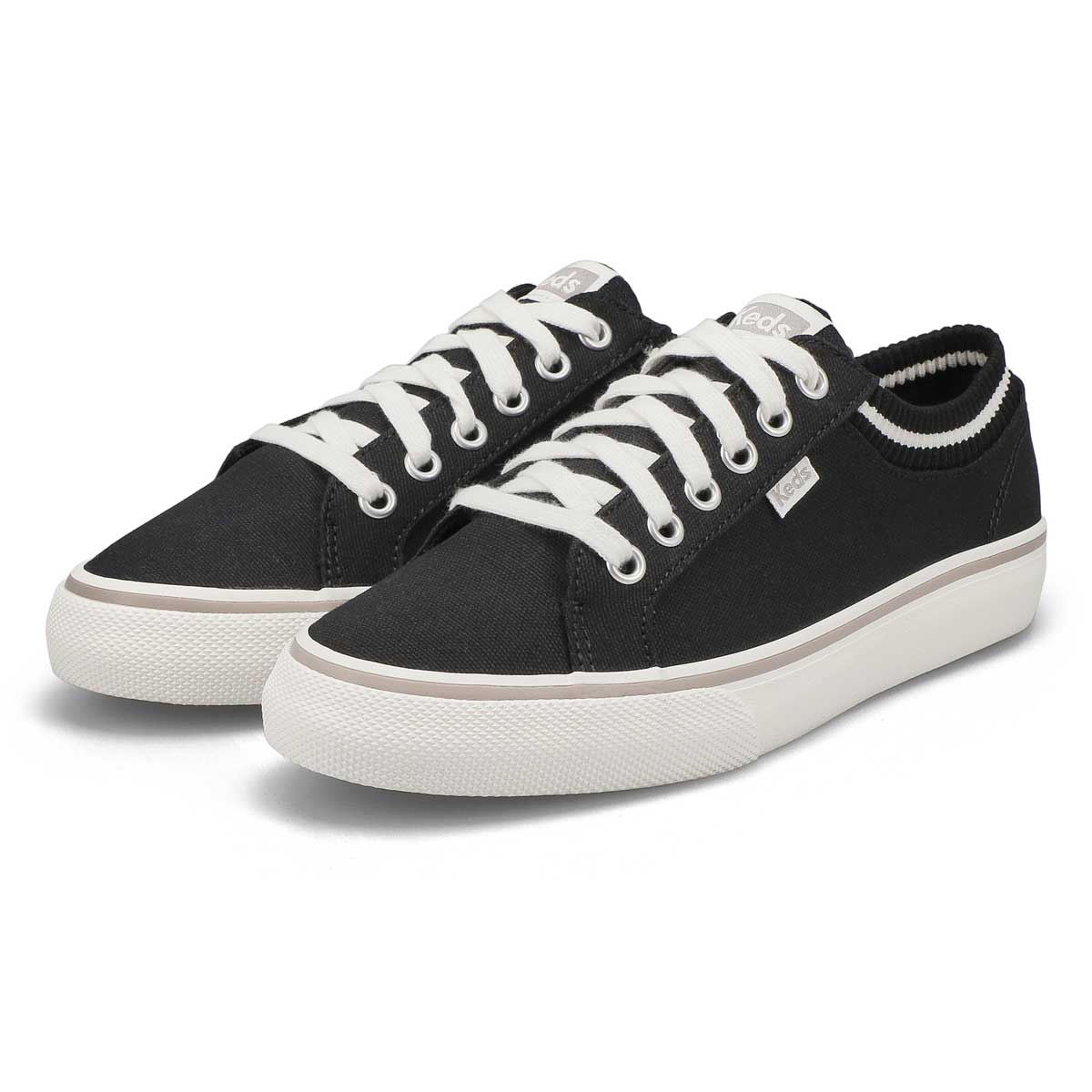 Women's Jump Kick Rib Knit Collar Sneaker - Black