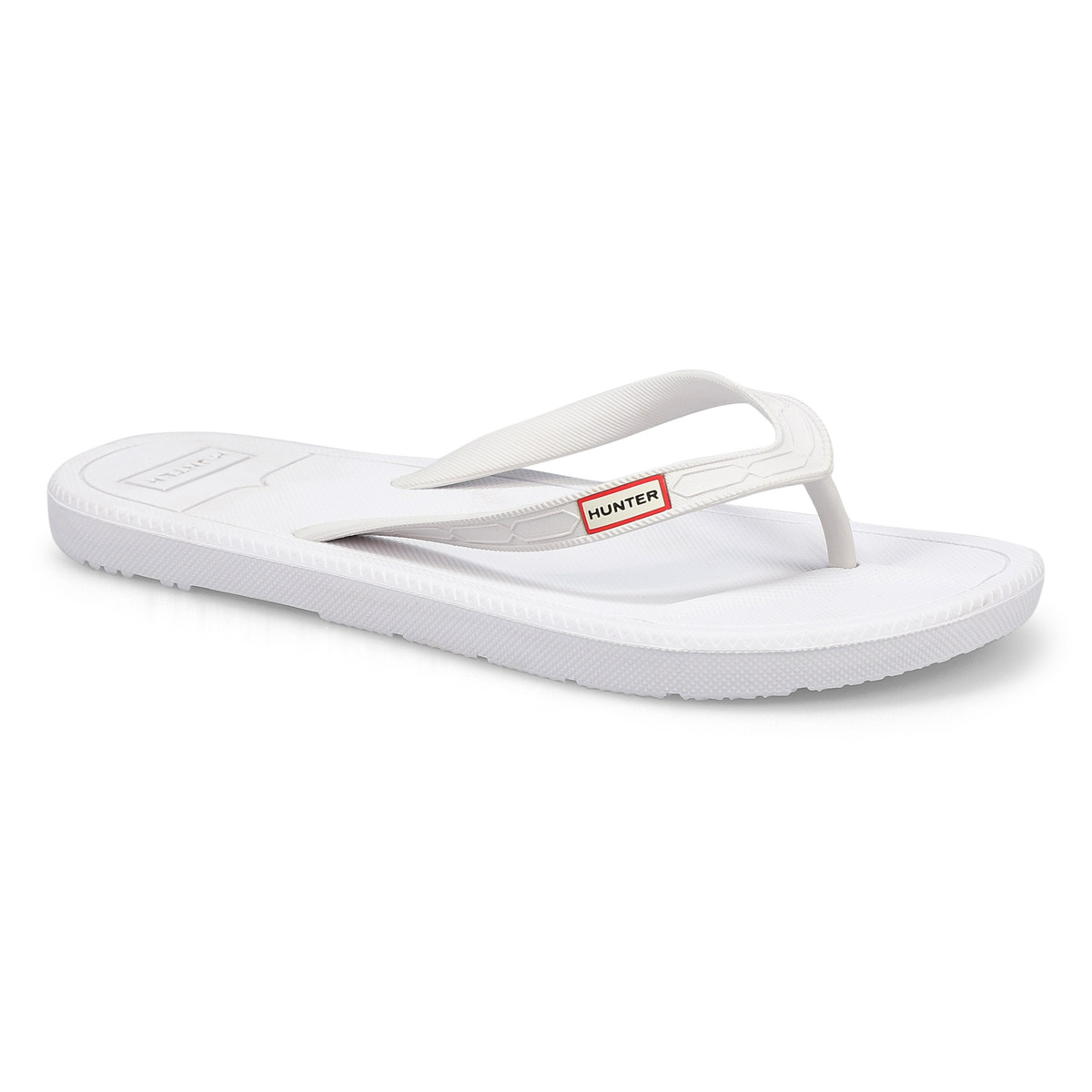 white flat flip flops