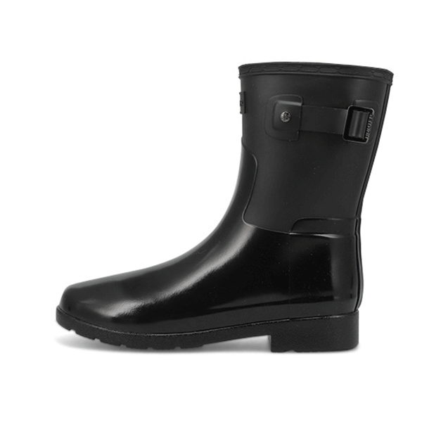 hunter original womens short gloss duo wellington boots black