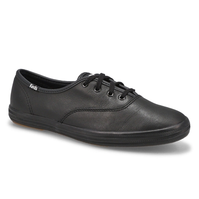 Lds Champion Leather Sneaker - Black