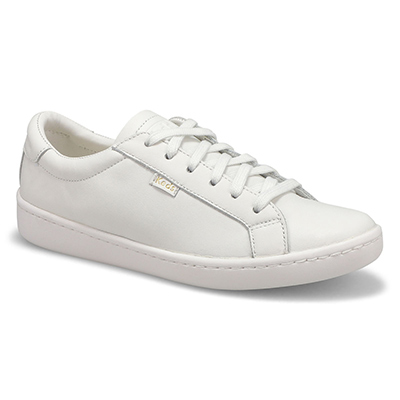 Lds Ace Leather Lace Up Sneaker-Wht/Wht
