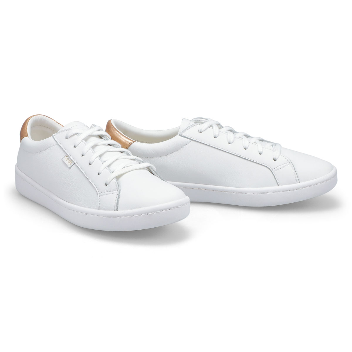 white and rose gold sneakers