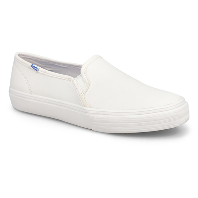 Lds Double Decker Leather Sneaker - White