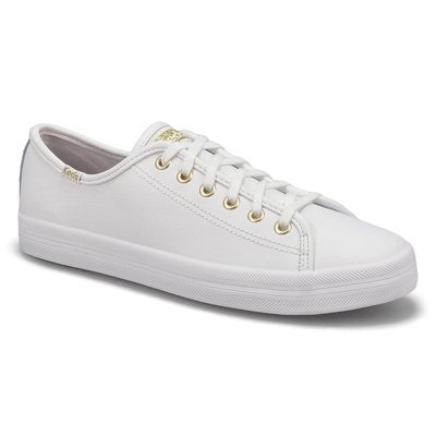 Lds Kickstart Leather Sneaker - White/Gold