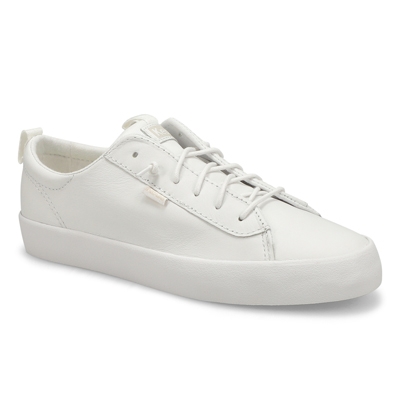 Lds Kickback Washable Leather Sneaker - White