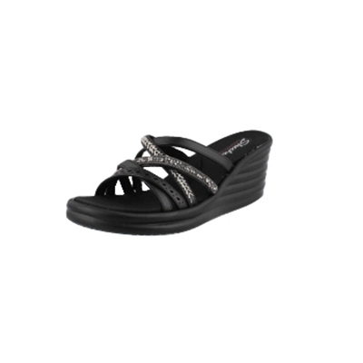 skechers black wedge sandals