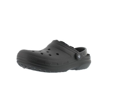 gray fuzzy crocs