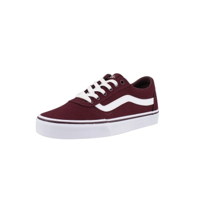 burgundy and white vans