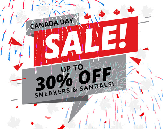 Canada Day SALE! Up to 30% Off Sneakers & Sandals! 